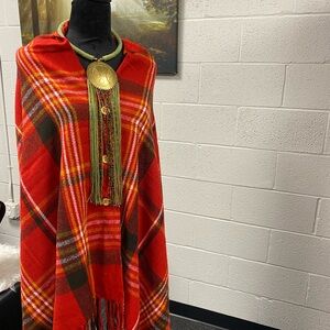 Chic Red Plaid Women's Cape